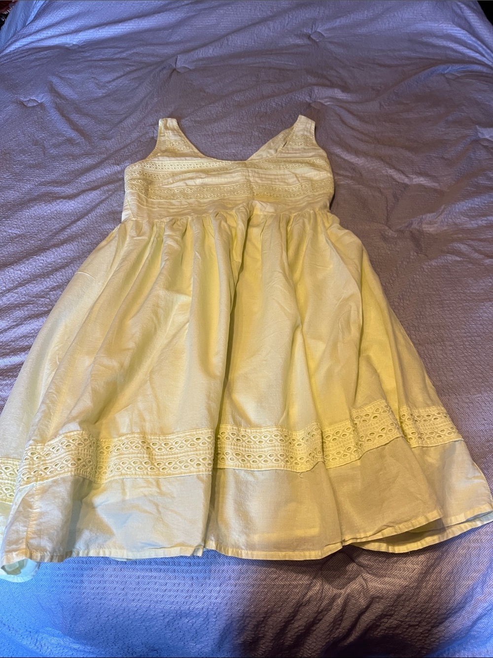 Women’s yellow eyelet fit & flare dress